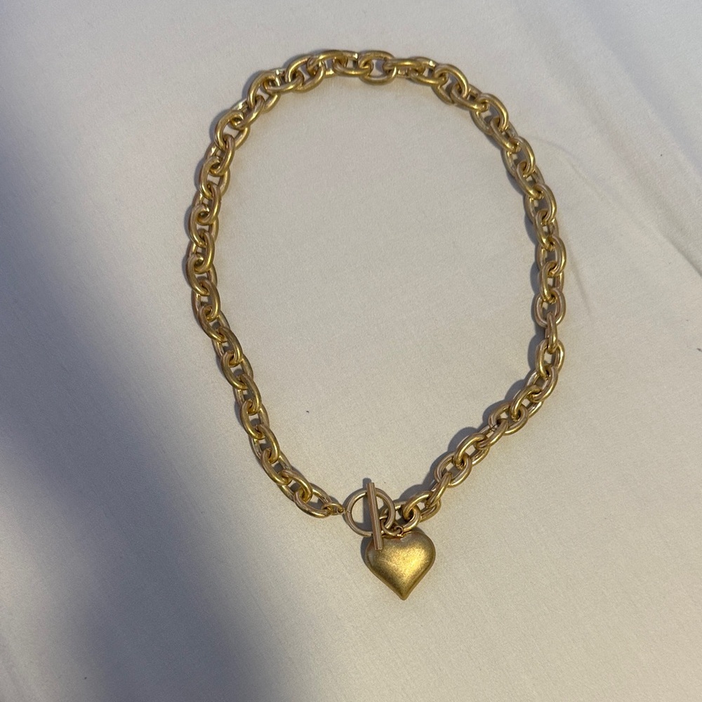 Gold Heart Toggle Chain Necklace - Women Jewelry